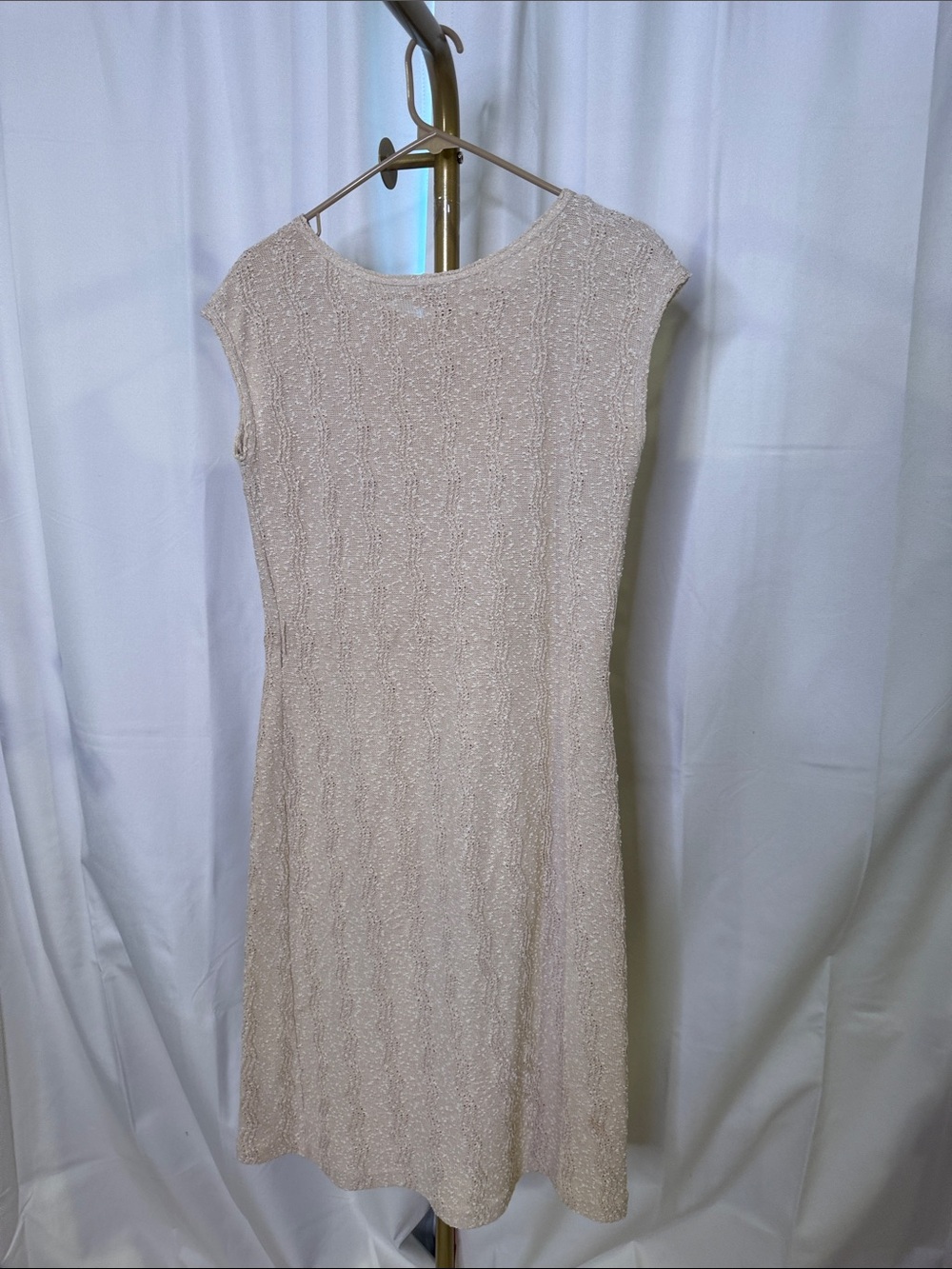 Vintage Jantzen Cream Textured Pointelle Knit Sleeveless Dress Made in Canada - Picture 5 of 6